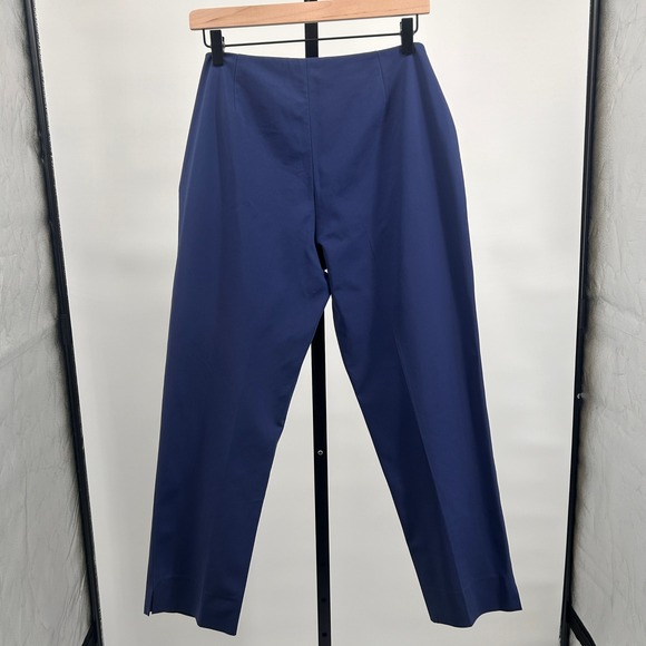 Lafayette 148 New York Straight Leg Side Zip Trousers Navy Blue 16 - Picture 2 of 9